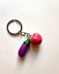 Eggplant & Peach Keychain